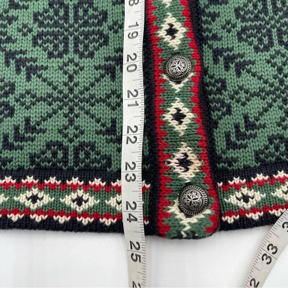 LL Bean Womens Vintage Fair Isle Cotton Nordic Cardigan Sweater Size Medium - Picture 10 of 14